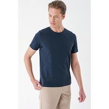 Efor Slim Fit Bisiklet Yaka Sıva Dokuma Pamuklu Lacivert Tişört Ts 882 Lacivert