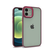 Apple Uyumlu iPhone 12 Kılıf Renkli Kenar Arkası Şeffaf Flora Silikon Kılıf