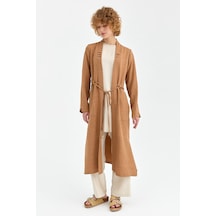 Bağcık Detaylı Tunik Ceket Pantolon Takım Camel Kahverengi