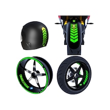 Moto Rider 4'lü Sticker Seti Floresan Yeşil İç Dış Jant Şeridi Kask Ve Çamurluk Çınar Extreme