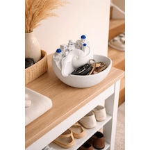 Santorini Temalı Dekoratif Anahtarlık Tabak Deniz Kabuğu Tasarım Anahtarlık Organizer 11x16 Cm