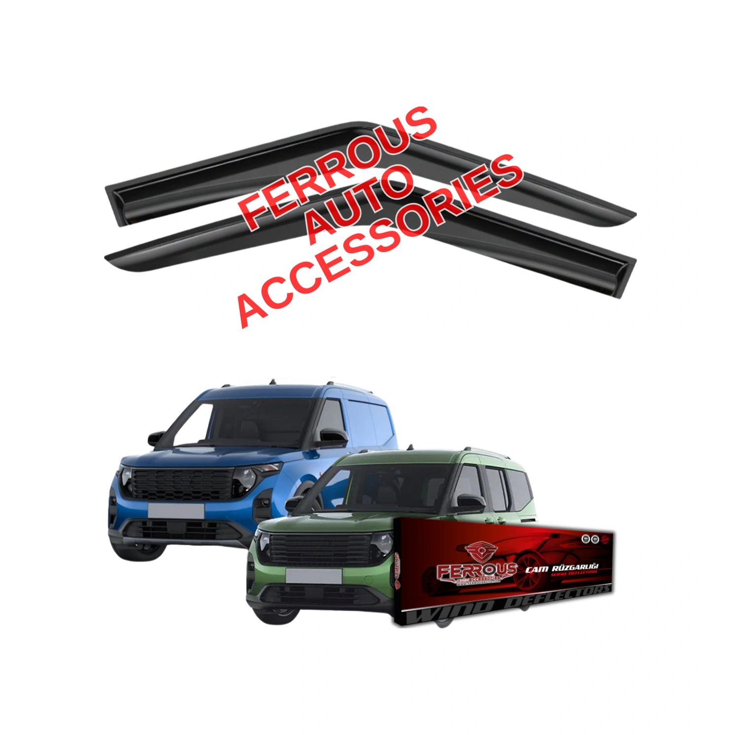 Ford Transit Courier Fitil Üstü Ferrous Cam Rüzgarlığı 2li Set 2023 Ve Üstü