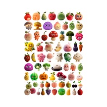 66 Adet Tüylü Meyve Ve Sebze Sticker Seti - Etiket Seti Scrapbook Bullet Journal Çok Renkli