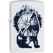 Zippo Wolf Mountain Compass Dizayn Çakmak Beyaz