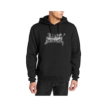 Metallica Baskılı Siyah Erkek Kapşonlu Sweatshirt (531059261)