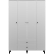 Simple Gardırop 10 Raflı 2 Çekmeceli Tek Askılı 120x44x176 Beyaz Beyaz