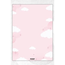 A5 Bulut Bloknot Çizgisiz Defter - 50 Yaprak - Memopad - Notepad - Not Defteri - Not Kağıdı Pembe Pembe