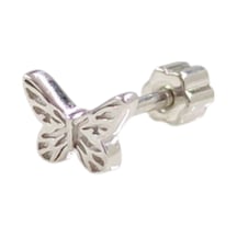 Kelebek Gümüş Tragus Pıercıng - Rodyum Beyaz Beyaz