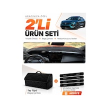 Peugeot 408 2022-2026 Uyumlu Torpido Örtüsü + Tay Tüyü Bagaj Çantası + Sticker Seti - Siyah