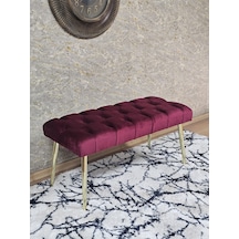 Zafir Gold Kaplama Sivriltme Ayaklı 90 Cm Puf Bench - Puf - Bench - Kasalı Oturak - Oturak - Yatak Ucu Puf Bordo