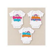 Babylimon Renkler Üçlü Beyaz Kısa Kollu Bebek Zıbın Seti Beyaz - 930083750 Beyaz