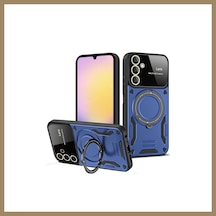 Bezos Samsung Galaxy S23 Fe Uyumlu Kılıf Joy Lens Standlı Kapak - Lacivert 22