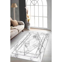 Silver Çerçeveli Kaymaz Tabanlı Dekoratif Halı Rv003n11