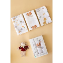 Çok Amaçlı Müslin Örtü & Battaniye 3'lü Set Pamuk Oeko-teks Sertifikalı 80x80 Cm Beyaz