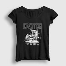 Presmono Kadın Icarus Led Zeppelin T-shirt Siyah