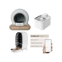 Groove Ti+ Akıllı Otomatik Kedi Tuvaleti Kahverengi - Petfit Aqua Flow Akıllı Bataryalı Su Pınarı Çeşmesi + Petfit Meow Pure Akıllı Otomatik Mama Kabı Bundle
