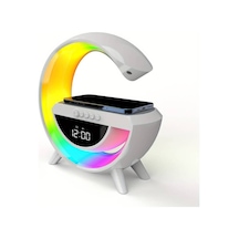 G Bluetooth Hoparlör 15w Kablosuz Hızlı Şarj Alarm Çalar Saat Gece Lambası Ambians Led Işık