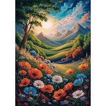 Renkli Çiçekler Ve Manzara Model Mdf Tablo 35cm X50cm