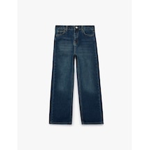 Koton Pamuklu Loose Fit Geniş Paça Denim Pantolon Orta İndigo 7wkg40005ad