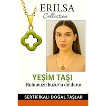 Erilsa Sertifikalı Yonca Model Yeşim Taşı Kolye Şans Ve Denge Sağlar Çok Renkli