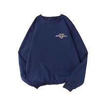 About Blank Tarzsokak Letter Graphic Lined Sweatshirt Lacivert, Navy Blue, L/xl Acı Kahverengi