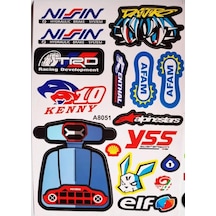 Araba, Motosiklet, Bisiklet, Kask Sponsor Sticker Seti, Çıkartma Etiketi A8051 Model Siyah