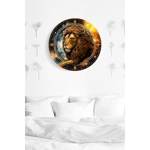 Aslan Burcu Astroloji Duvar Tablosu, Burç Sembol Şık Ahşap Mdf Tablo, Ev, Ofis, Duvar Dekorasyonu