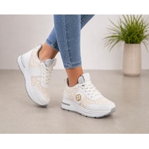Papucumun Dünyası Kadın Günlük Kullanım Sneaker Dantel Detaylı Beyaz