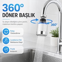 Sogud Filtreli Musluk Başlığı Seti Beyaz - 360 Döner Su Tasarruflu Perlatör Aparatı - Arıtmalı Kireç Önleyici Mutfak Banyo Lavabo Ucu - Krom Kaplama Yüksek Basınçlı Model - 3 Yedek Filtreli