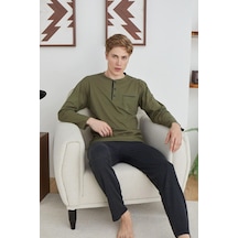 Kly 9229 Erkek Midi Yaka Uzun Kollu Pijama Takım 001