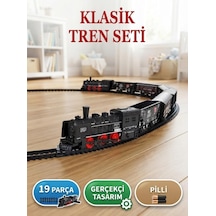 19 Parça Klasik Ekspres Tren Seti - Pilli Oyuncak Eğitici Eğlenceli Tren Ve Ray Seti