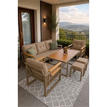 Rovena Esinti Balkon Takımı,cappuccino Bahçe Takımı 5+1 Masa 70x110 3lü Koltuk 70x180 Tekli Koltuk 70x70