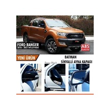 Ebal Otomotiv Ford Ranger T6 2016-2021 Sinyalli Batman Yarasa Ayna Kapağı Piano Black ABS Plastik