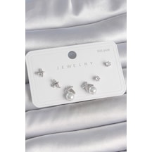 Pirinç Gümüş Renk Zirkon Taşlı Model İnci Detay 925 Ayar Gümüş Çivi Kadın Küpe Seti - Özel Seri Bzsurn010227 Pirinç Gümüş Renk Zirkon Taşlı Model İnci Detay 925 Ayar Gümüş Çivi Kadın Küpe Seti - Özel Seri Bzsurn010227