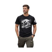 Aybaak Terapi Enduro Motocross Motorsiklet Baskılı Tişört Siyah