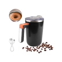 Wezone 300ml Şarj Edilebilir Isıtmalı Karıştırma Kabı, 304 Paslanmaz Çelik, Ip65 Su Geçirmez, Taşınabilir Kahve Ve Süt Karıştırıcı Siyah