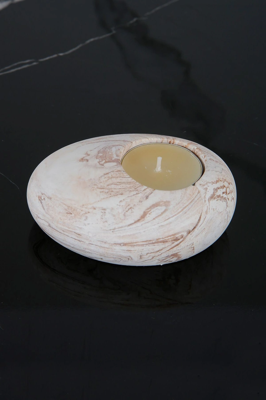 El Yapımı Tealight Mumluk Bej Kahverengi