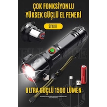 Şarj Edilebilir Led El Feneri 1500 Lümen Güçlü Işık, Çok Fonksiyonlu Ve Dayanıklı Tasarım Çok Renkli