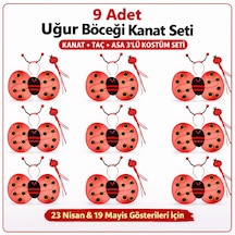 9 Lu Uğur Böceği Ateş Böceği Kostüm Seti Kanat Taç Asa 5477