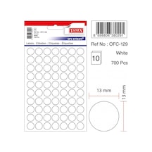 Tanex Ofis Etiketi 100 Adet Beyaz Renk 13 Mm Çapında 10'lu Poşet İçinde Diğer