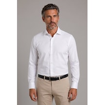 Bisse Beyaz Regular Fit Cepsiz Klasik Uzun Yaka Saten Gömlek Gmkls252186 D01