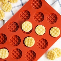 Silikon Waffle Kalıbı, Çikolata Kalıbı, Bisküvi Kalıbı Ve Kurabiye Kalıbı Mini Yuvarlak Kahverengi