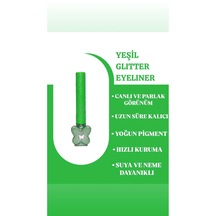 Mov Glitter Eyeliner Yeşil Parlak Göz Kalemi, Suya & Tere Dayanıklı Yeşil