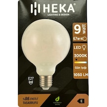 1 Adet Heka 9w 67w 3000k Sarı Işık E27 Duylu Kalın Duy Led Glop G95 Ampul Heka