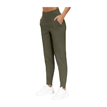 Kadın Yüksek Bel Yoga Koşu Egzersiz Joggers Hafif Eşofman Altı Joger-eşofman Haki