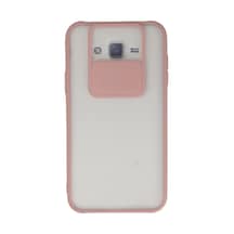 Samsung Galaxy  Uyumlu - J7 Kılıf Palm Buzlu Kamera Sürgülü Silikon - Pembe Çok Renkli
