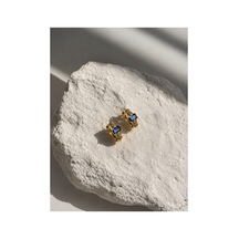 Çelik Gold Minimal Lacivert Baget Taşlı Donna Küpe -kararma Yapmaz-