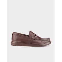 Hakiki Deri Metal Tokalı Kahverengi Erkek Günlük Ayakkabı