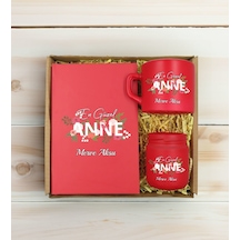 Bk Gift Kişiye Özel İsimli Dtf Anne Temalı Kırmızı Defter & Kahve Fincanı & Mum Hediye Seti-1, Anneye Hediye, Anneler Günü Hediyesi Kobitmeyencom30771