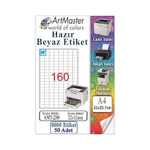 A4 Hazır Beyaz Etiket 22x12 Mm 50 Sayfa 1 Paket 160 Lı Kendinden Yapışkanlı Fotokopi Lazer İnkjet Kağıdı Yazıcılar İçin